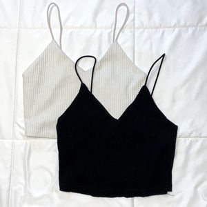 White/Blk Ribbed Crop Tops BUNDLE ✨